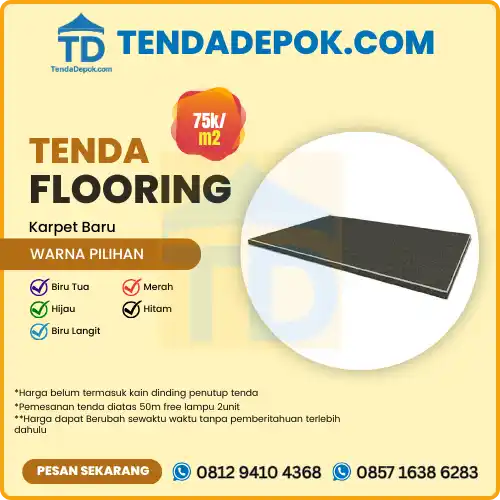 Sewa flooring Depok, karpet baru berkualitas, warna menarik, pemasangan profesional. Solusi lantai event wedding, pameran, konser, hingga acara kantor dan bazaar. Harga mulai dari 75k/m²/hari. Hubungi WA 081294104368