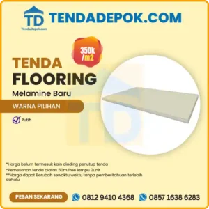 Sewa flooring melamin Depok, lantai event eksklusif, kokoh, putih elegan, instalasi profesional. Solusi premium untuk wedding, pameran, konser, dan acara kantor. Harga mulai dari 350k/m²/hari. Hubungi WA 081294104368